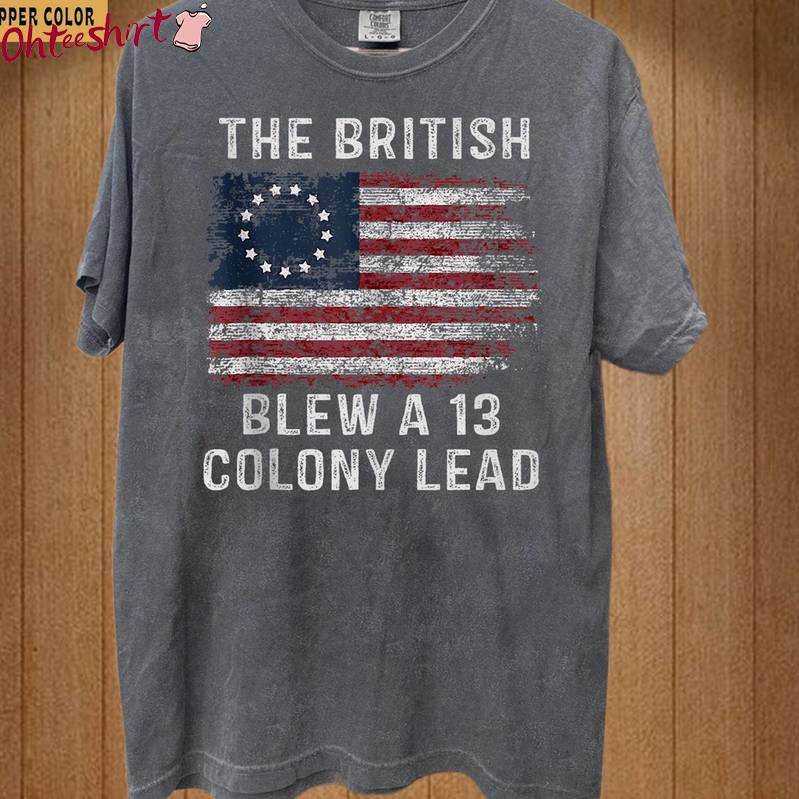 Neutral British Blew 13 Colony Lead Shirt, Creative America Flag Tee Tops Sweater