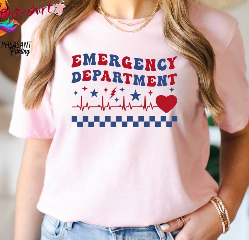 Cool Design Nurse Short Sleeve , Creative Emergency Department 4th Of July Shirt Sweater