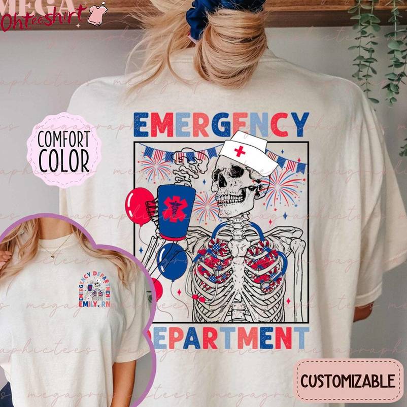 4th Of July Comfort Colors Short Sleeve , Emergency Department 4th Of July Shirt Sweater
