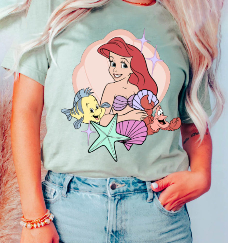 The Little Mermaid Retro Shirt, Ariel Mermaid Sweater Long Sleeve