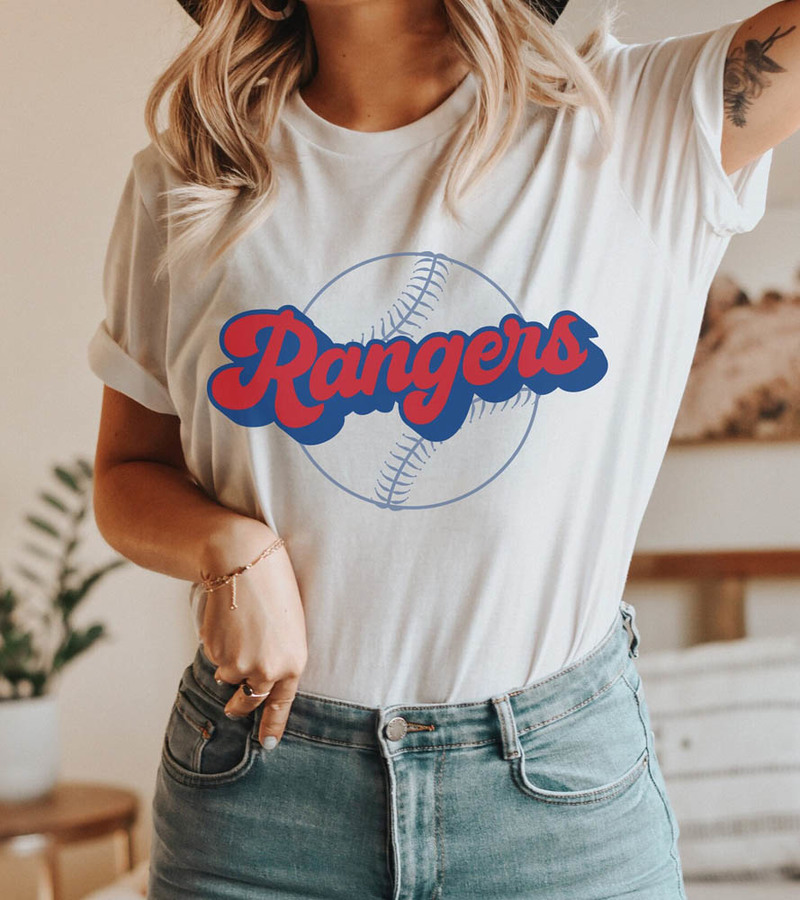 Texas Baseball Shirt, Vintage Rangers Baseball Tee Tops Short Sleeve