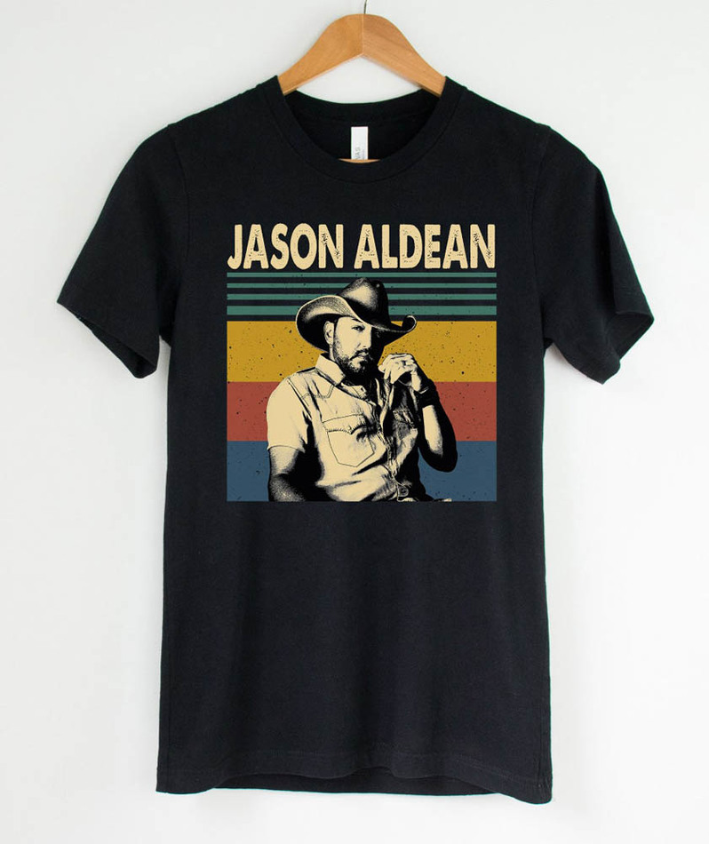 Jason Aldean Retro Shirt, Aldean Music Groovy Short Sleeve Sweater