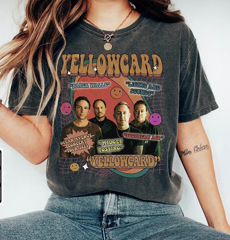 Yellowcard Music Shirt, Vintage Ocean Avenue Tour 2023 Unisex T-Shirt Crewneck