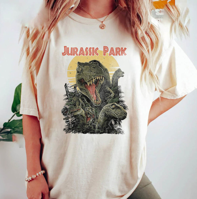 Vintage Jurassic Park Comfort Shirt, Jurassic Park Logo Short Sleeve Sweater