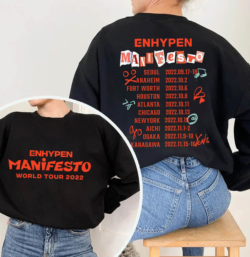 Enhypen World Tour Shirt, Enhypen Manifesto World Tour Sweatshirt Short Sleeve