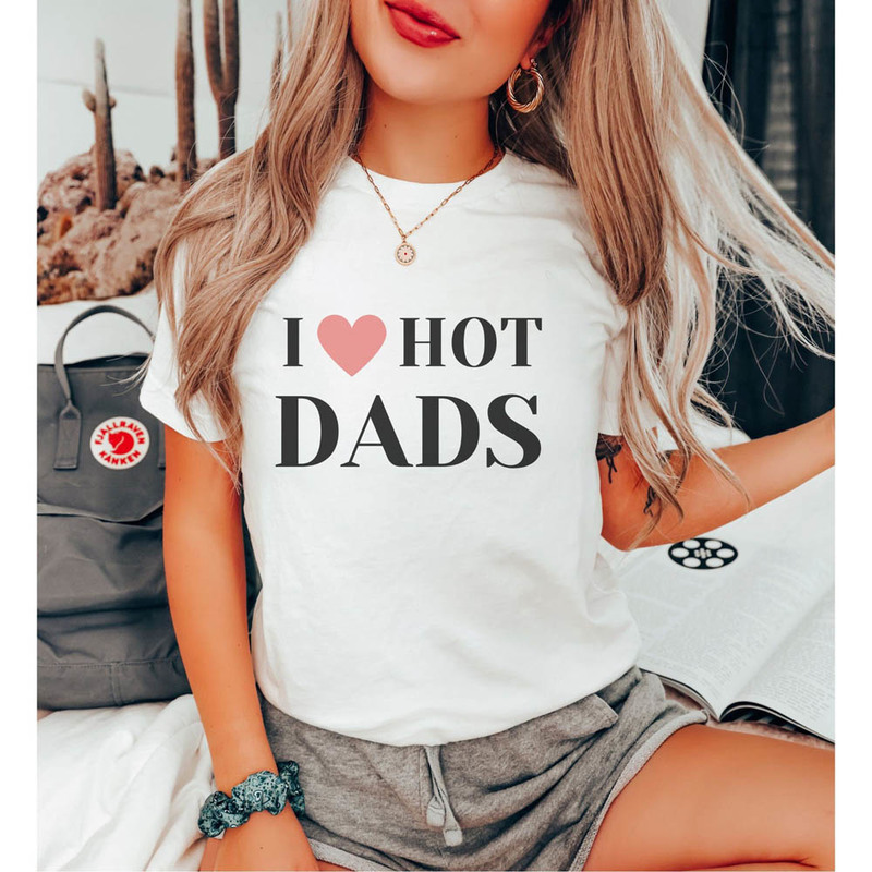 I Love Hot Dads Red Heart Vintage Shirt