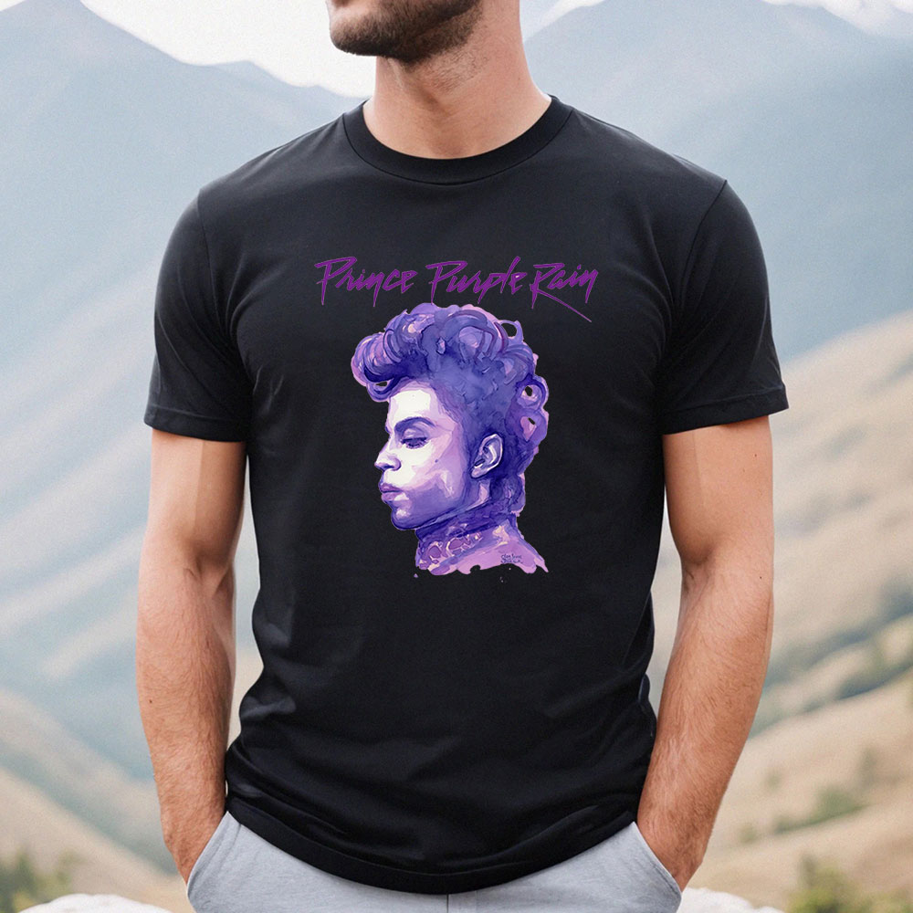 Retro Prince Purple Rain Art T Shirt For Rock Lover